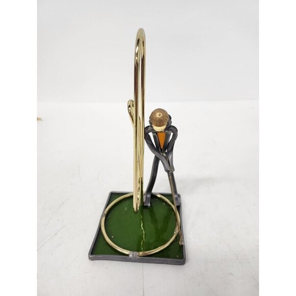 VINTAGE Metal Golfer Figurine Statue Desk Paper Holder Decor Mid Century Modern - Picture 2 of 5